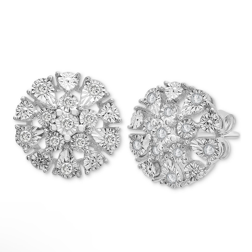 NEW Diamond Flower Burst Earrings - Picture 4 of 9